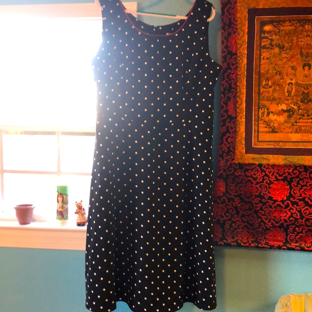 Studio I Navy Dress with White Polka Dots. Size XL-XXL.
